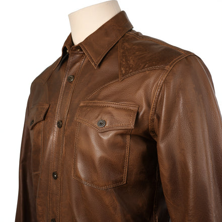 Frontier – Distressed Brown Western Leather Shirt