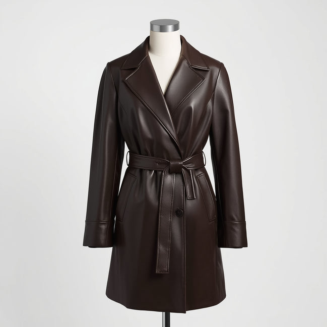 Terra – Dark Espresso Leather Trench Coat