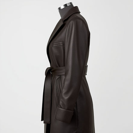 Terra – Dark Espresso Leather Trench Coat