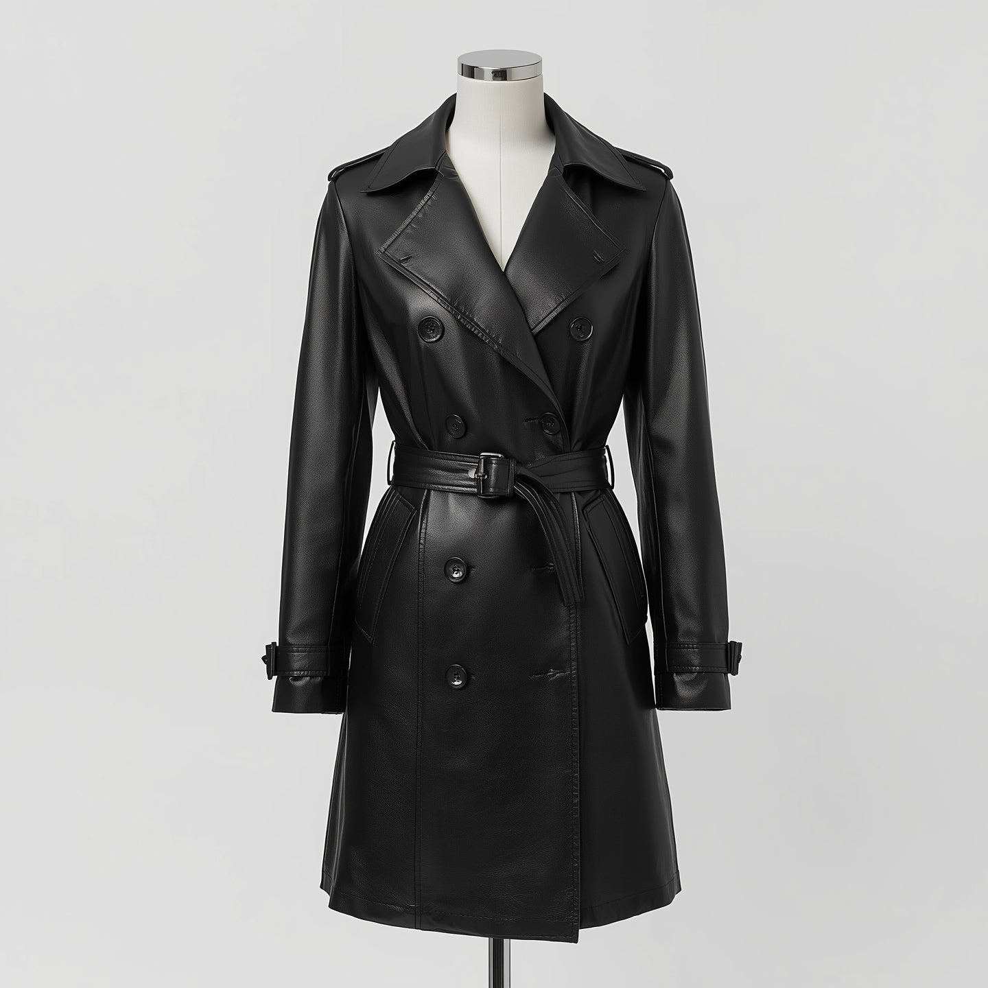 Noctis – Black Leather Trench Coat