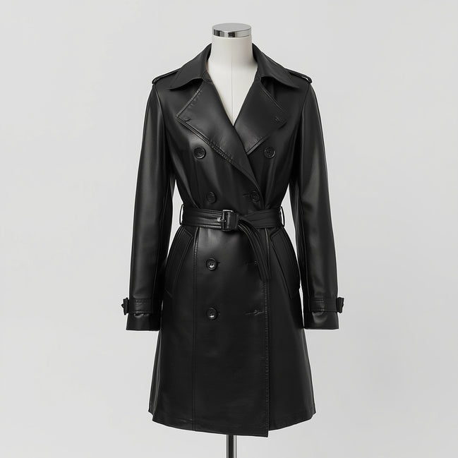 Noctis – Black Leather Trench Coat
