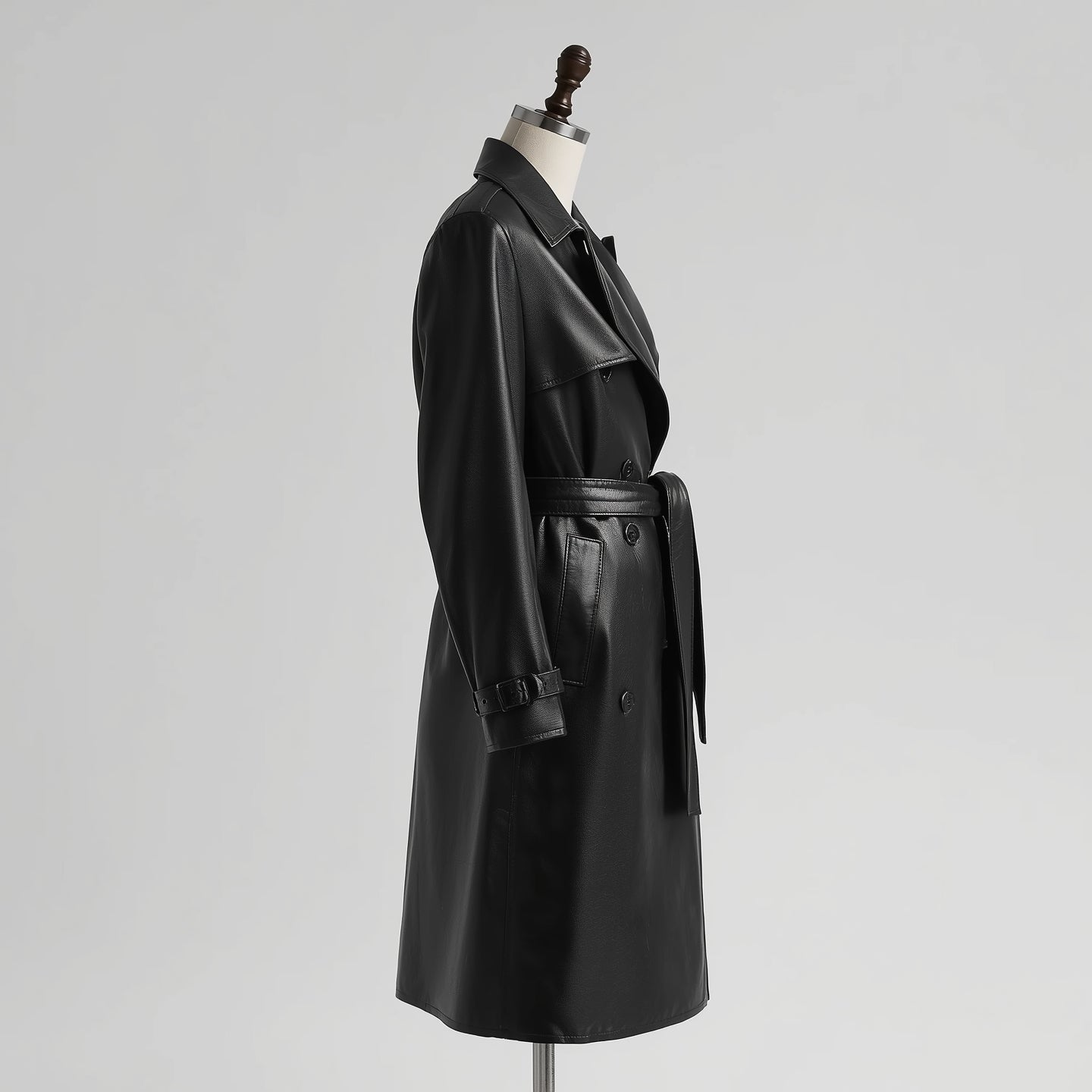Noctis – Black Leather Trench Coat