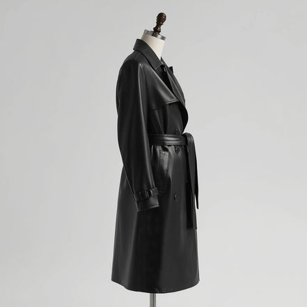Noctis – Black Leather Trench Coat