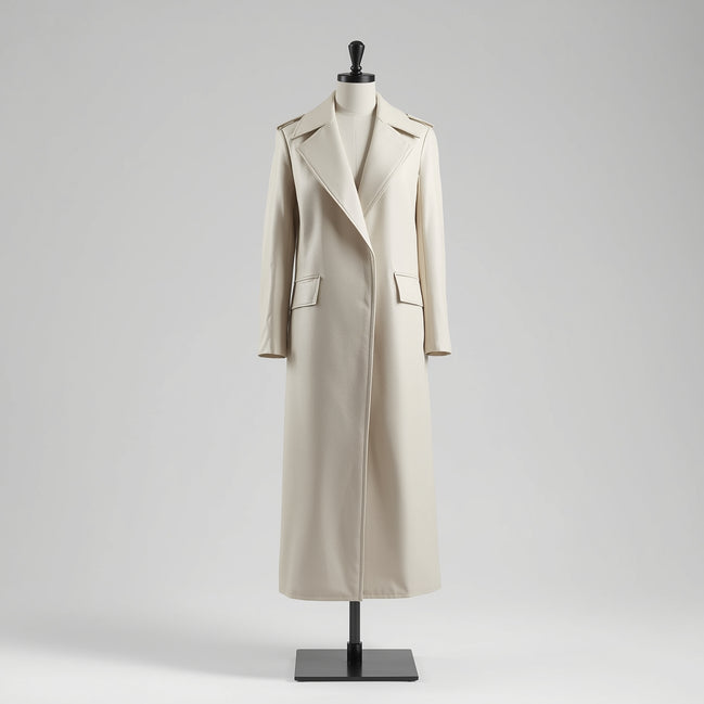 Aurora – Off-White Leather Duster Coat
