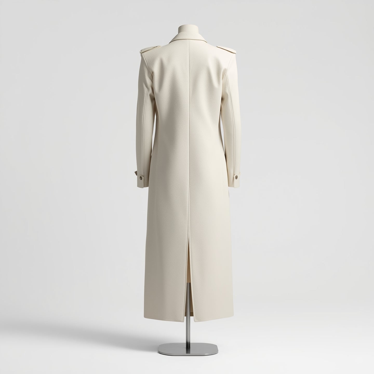 Aurora – Off-White Leather Duster Coat