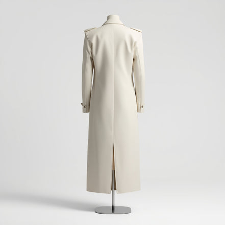 Aurora – Off-White Leather Duster Coat