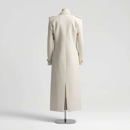 Aurora – Off-White Leather Duster Coat