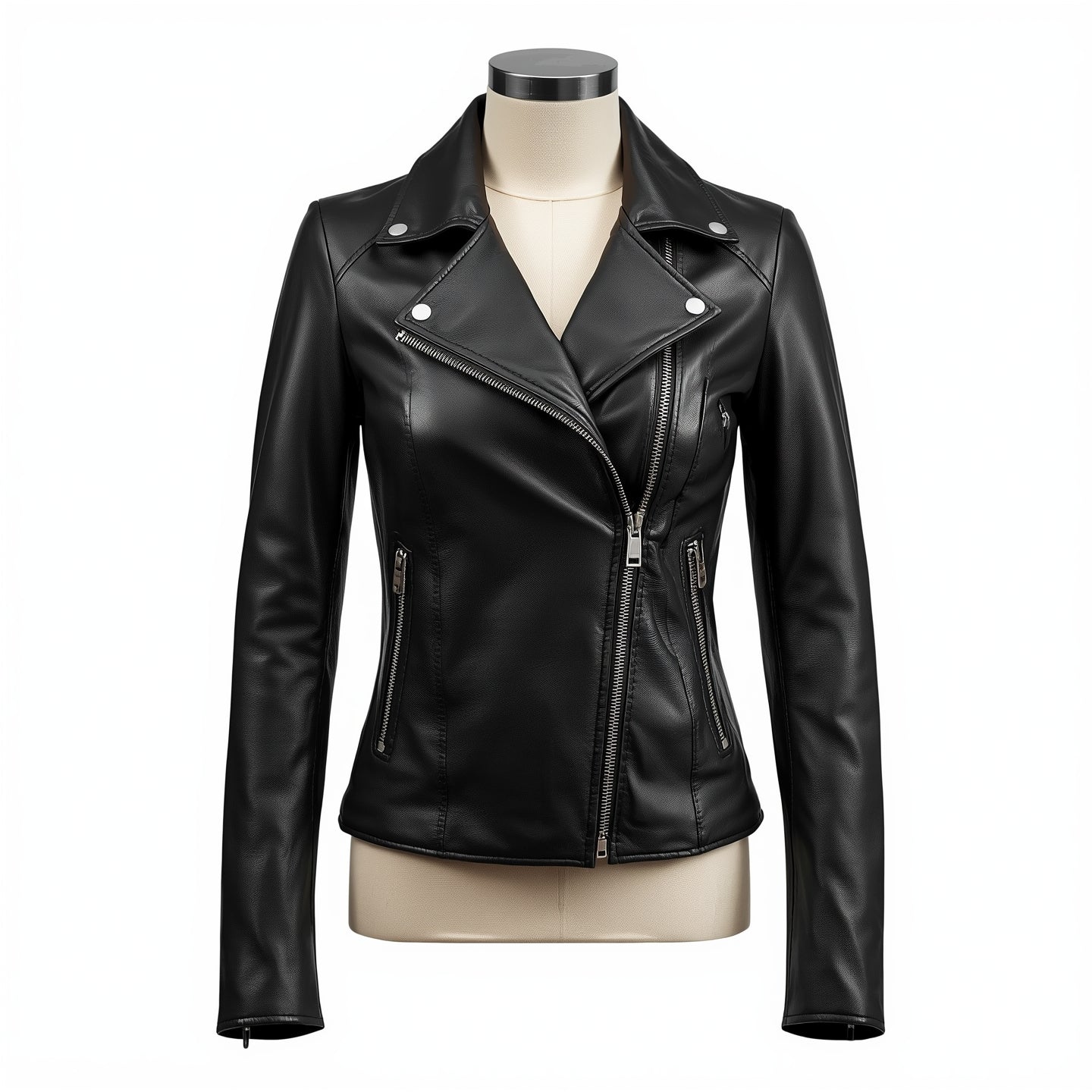 Vetra – Jet Black Women’s Moto Leather Jacket