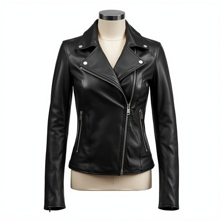 Vetra – Jet Black Women’s Moto Leather Jacket