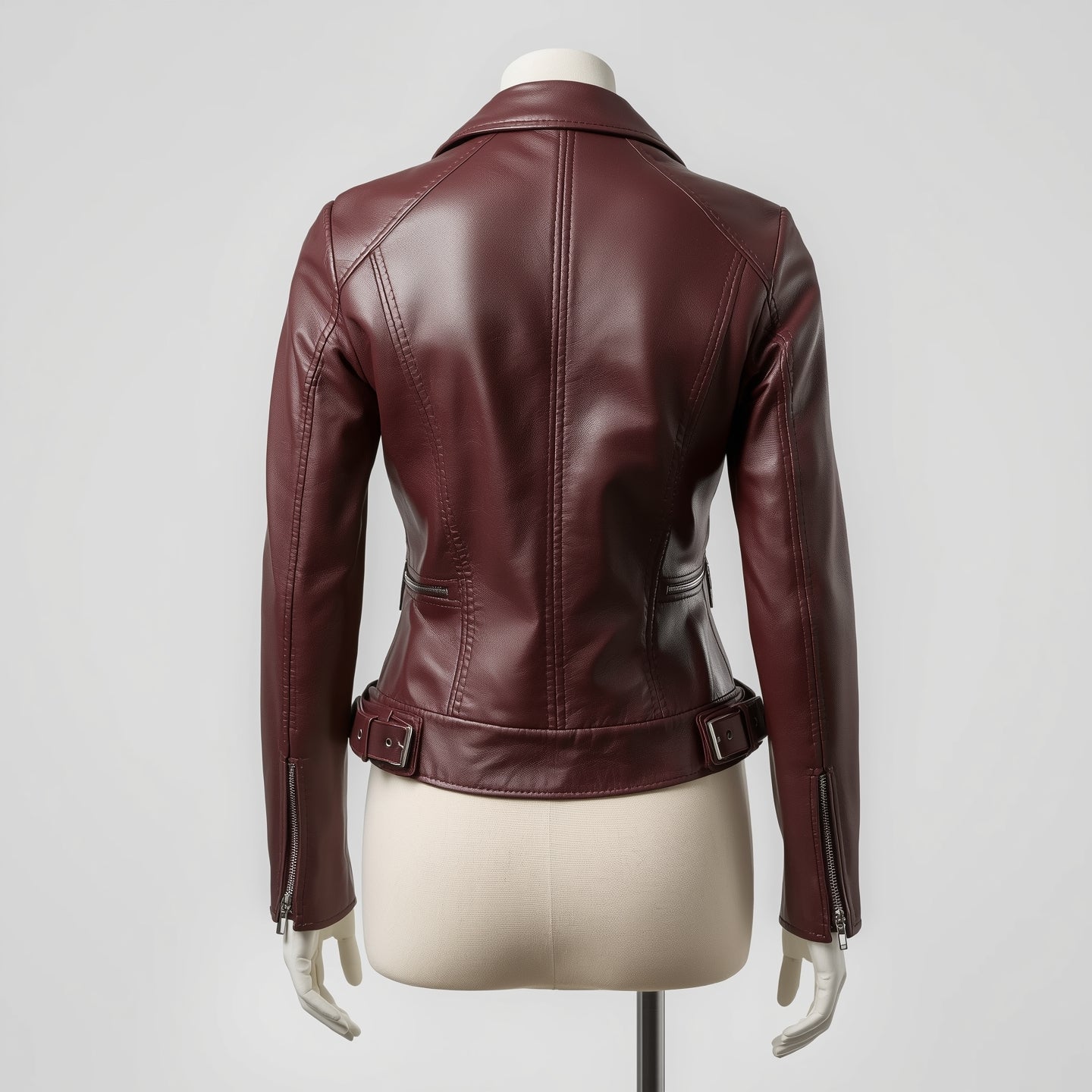 Vetra – Burgundy Women’s Moto Leather Jacket