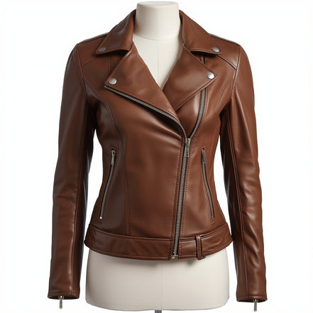 Vetra – Brown Women’s Moto Leather Jacket
