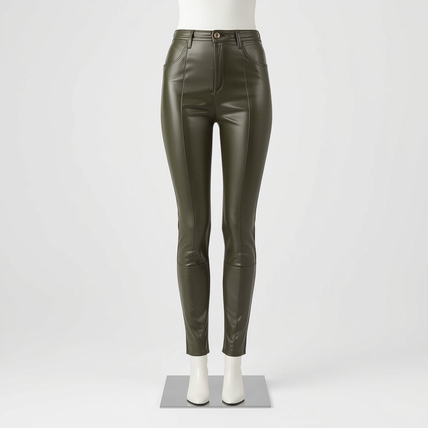 Sculpt – Olive Green Women’s Skinny Leather Pants