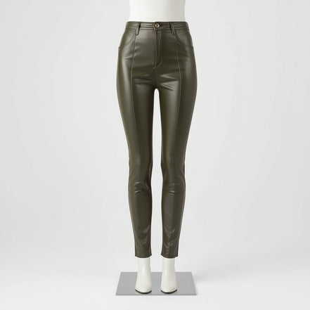 Sculpt – Olive Green Women’s Skinny Leather Pants