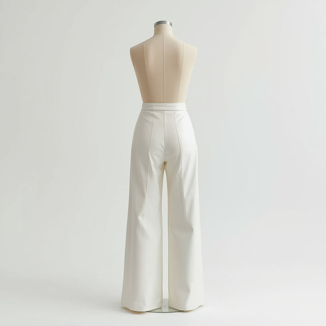 LuxeFlow – Women’s Wide-Leg Leather Trousers