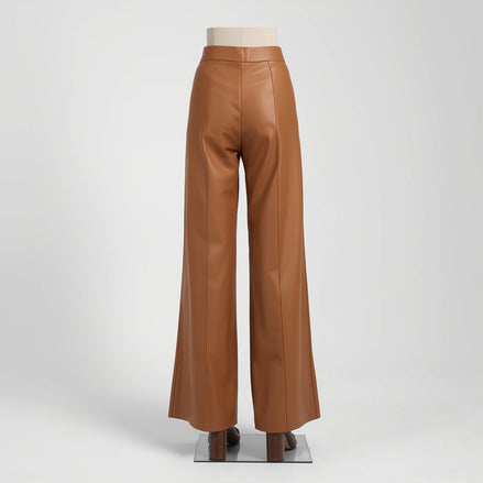 LuxeFlow – Women’s Wide-Leg Leather Trousers
