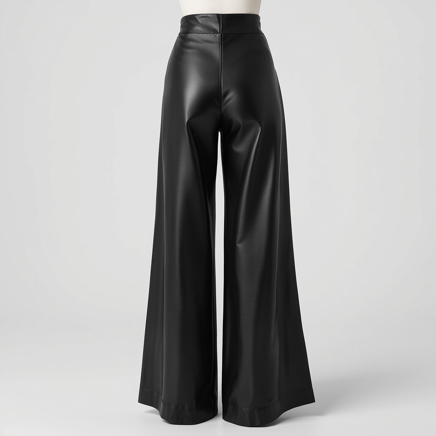 LuxeFlow – Women’s Wide-Leg Leather Trousers