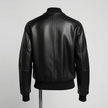 AeroLux – Jet Black Women’s Bomber Leather Jacket