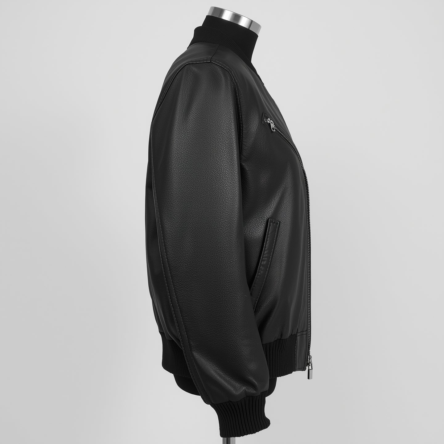 AeroLux – Jet Black Women’s Bomber Leather Jacket