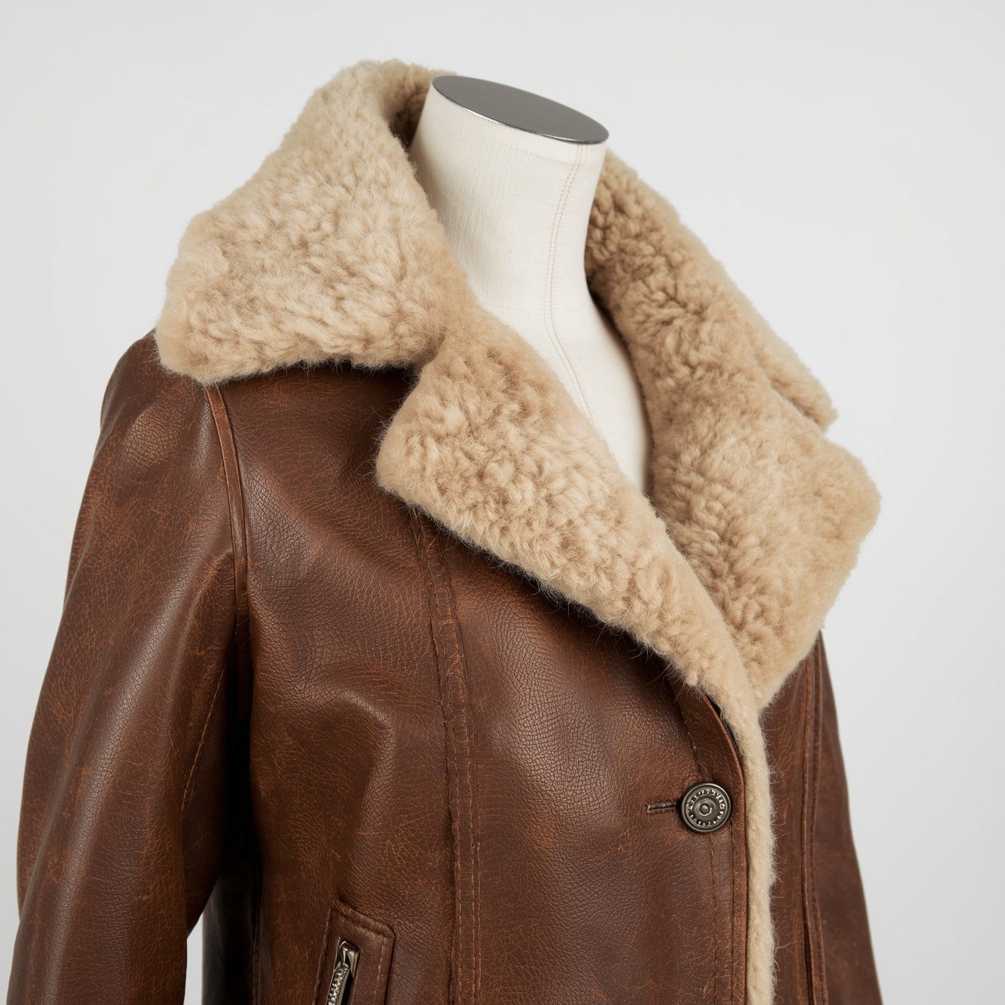 Aurora – Distressed Brown Women’s Shearling Leather Jacket