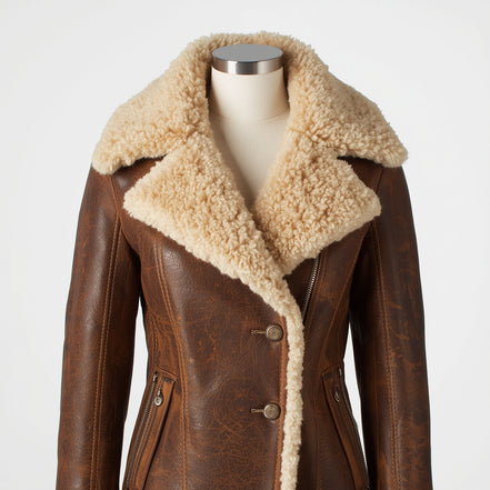 Aurora – Distressed Brown Women’s Shearling Leather Jacket