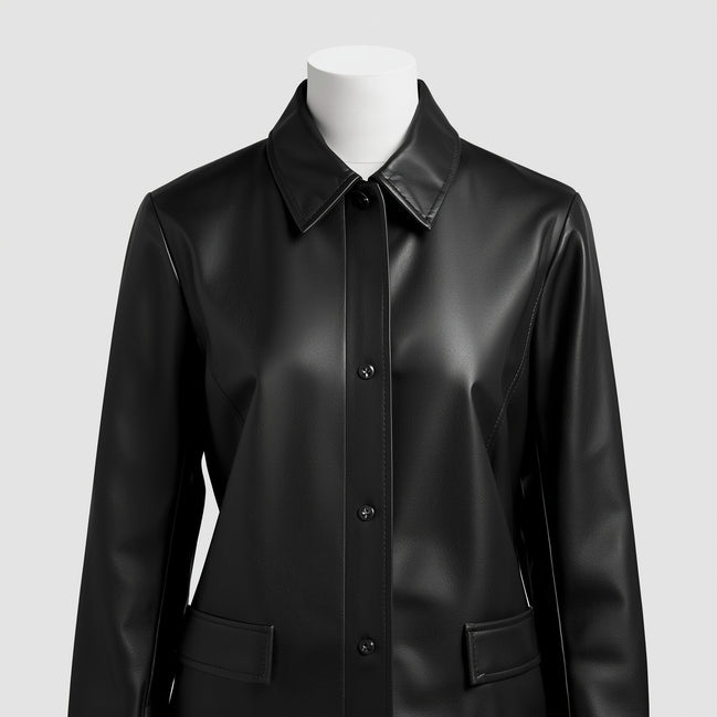 Eterna – Jet Black Women’s Shirt-Style Leather Jacket