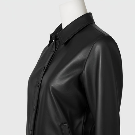 Eterna – Jet Black Women’s Shirt-Style Leather Jacket