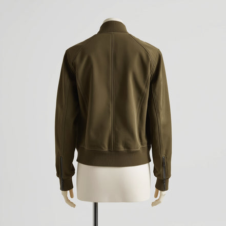 AeroLux – Olive Green Women’s Bomber Leather Jacket