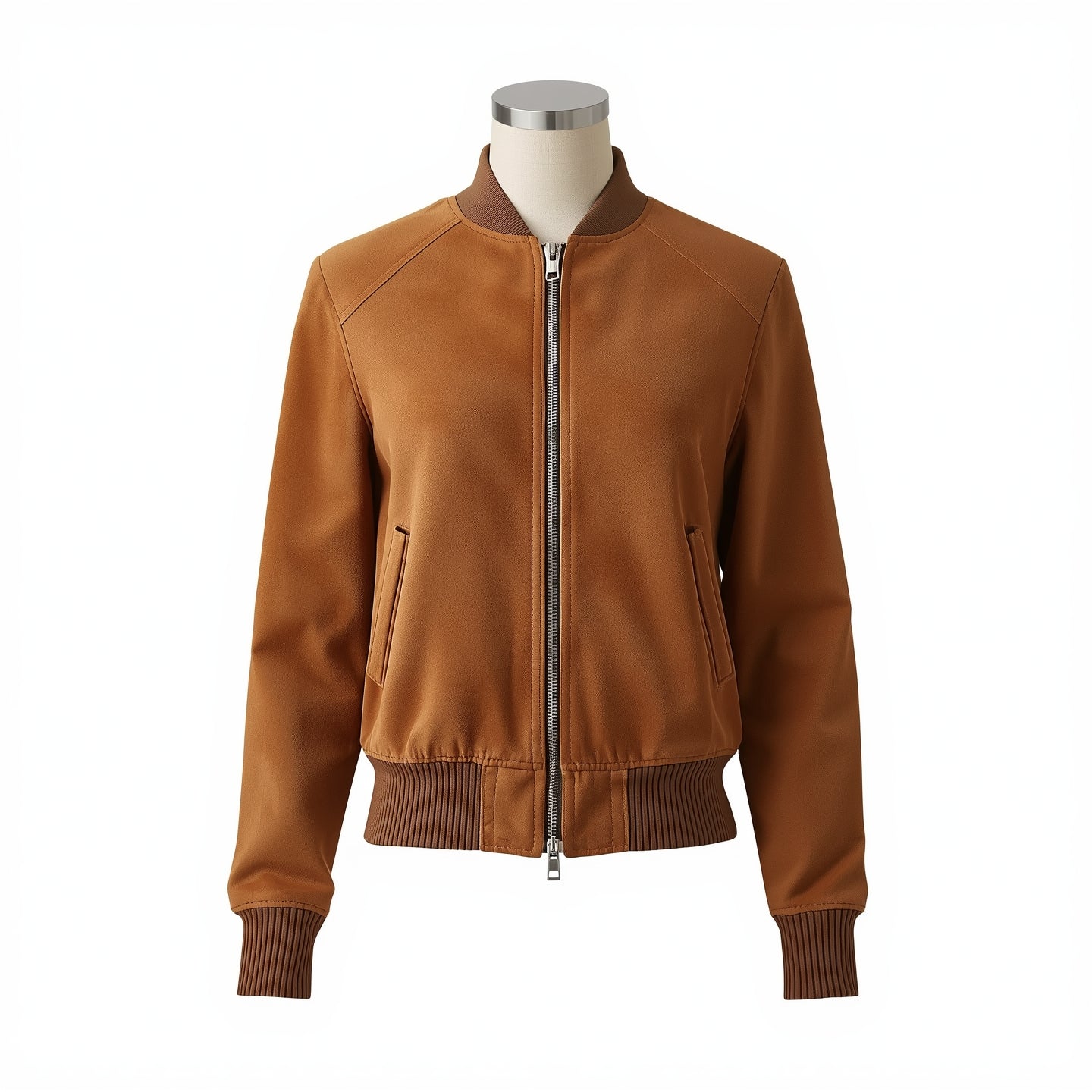 Velour – Tan Brown Women’s Suede Bomber Jacket