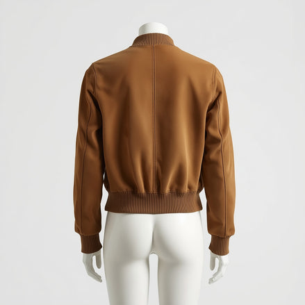 Velour – Tan Brown Women’s Suede Bomber Jacket