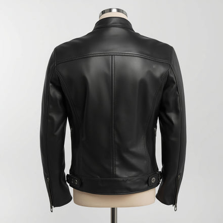 Velocity – Matte Black Café Racer Leather Jacket