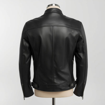 Velocity – Matte Black Café Racer Leather Jacket