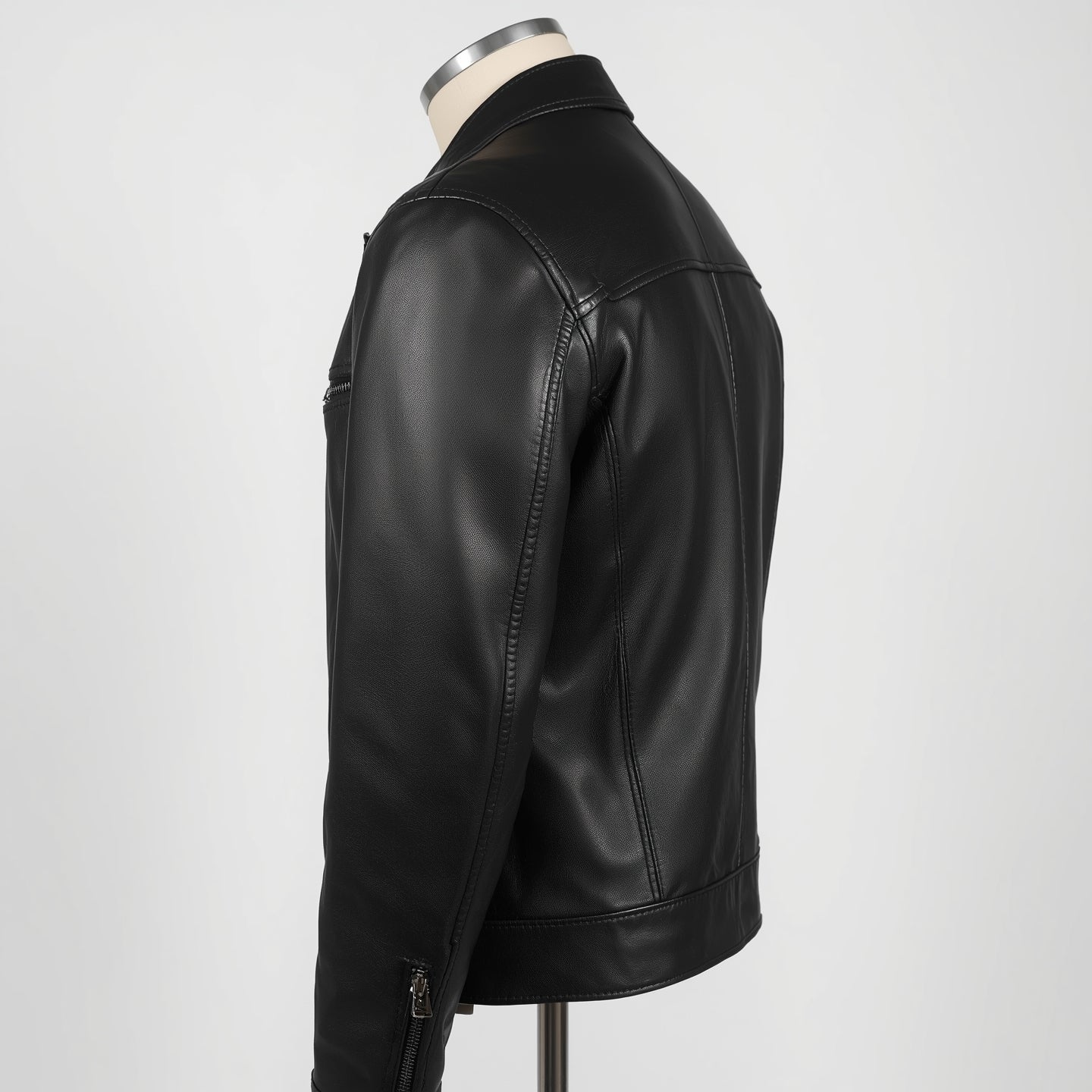 Velocity – Matte Black Café Racer Leather Jacket