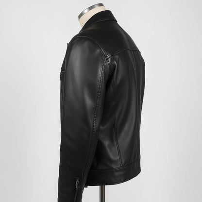 Velocity – Matte Black Café Racer Leather Jacket