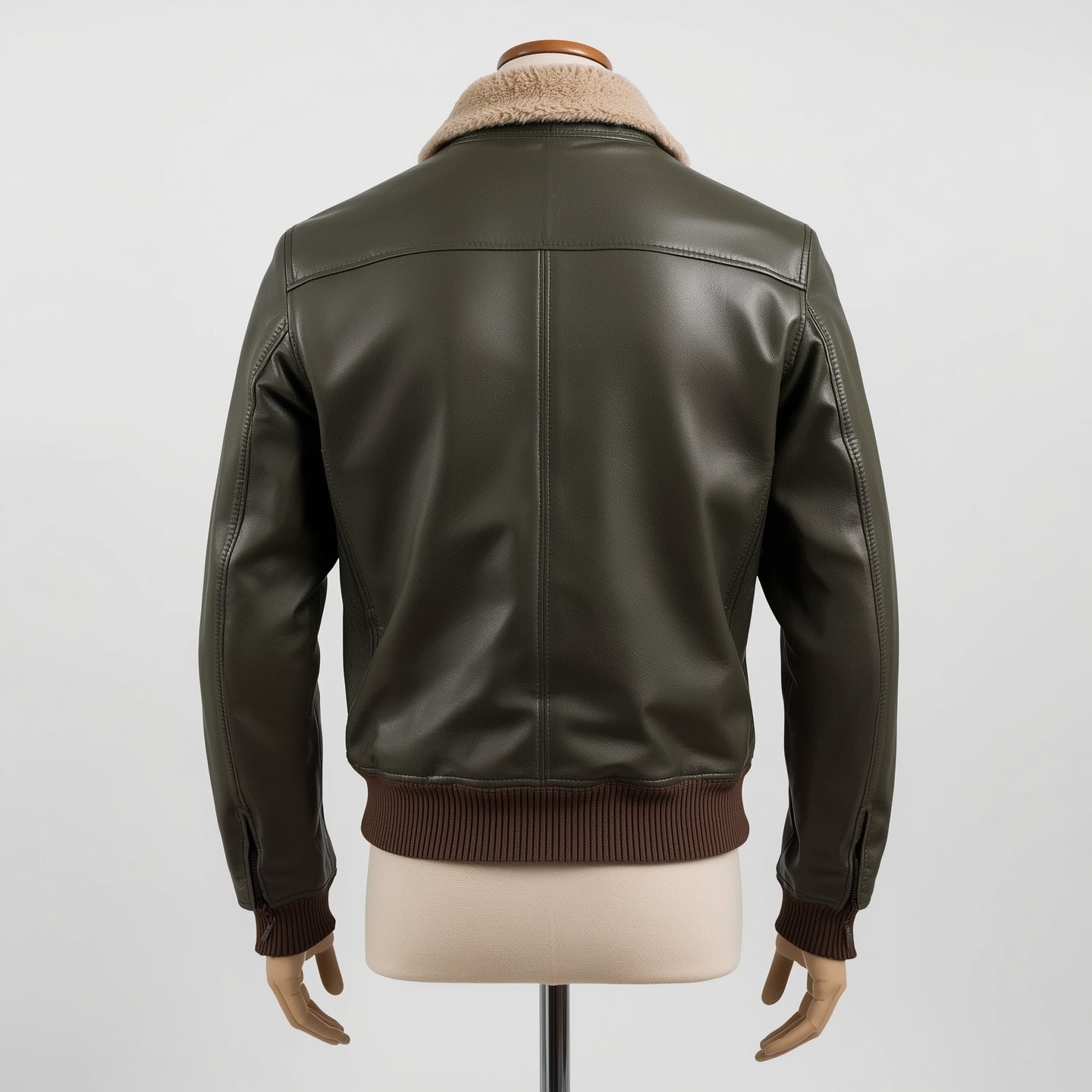 SkyRanger – Olive Green Aviator Bomber Leather Jacket