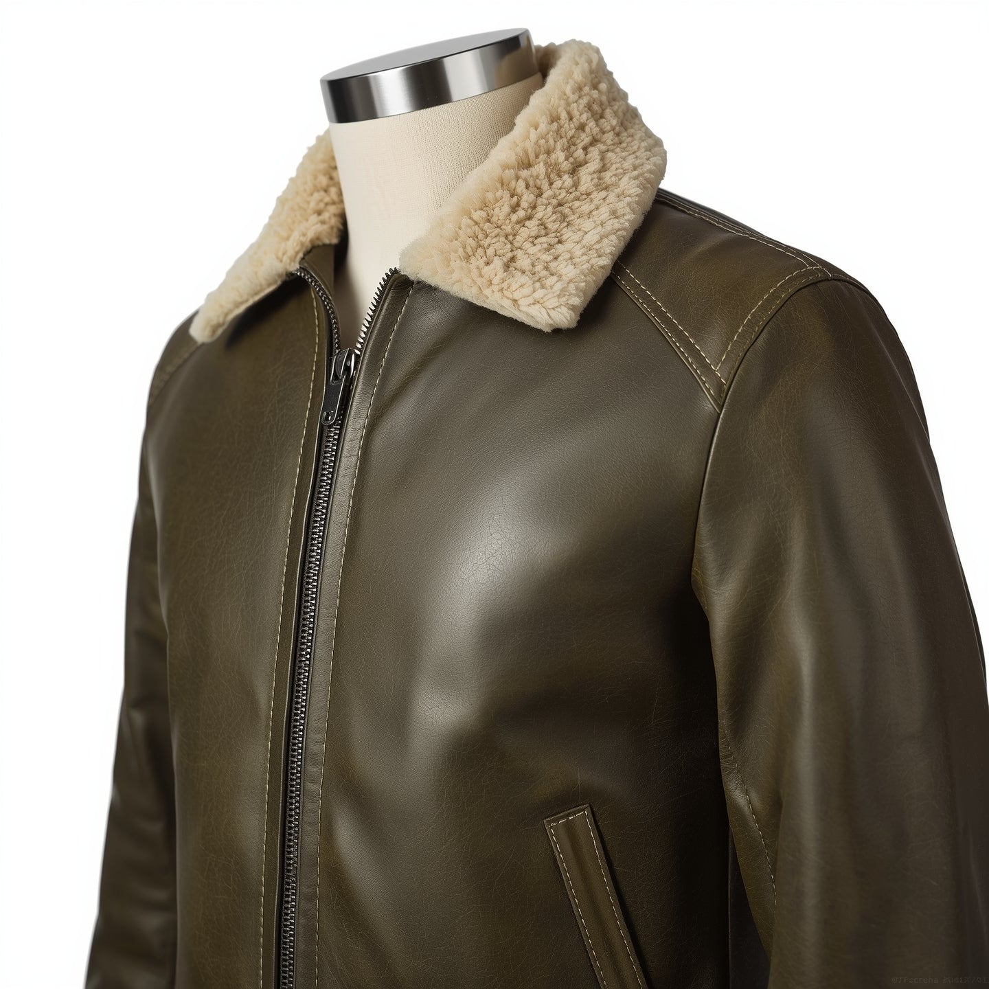 SkyRanger – Olive Green Aviator Bomber Leather Jacket
