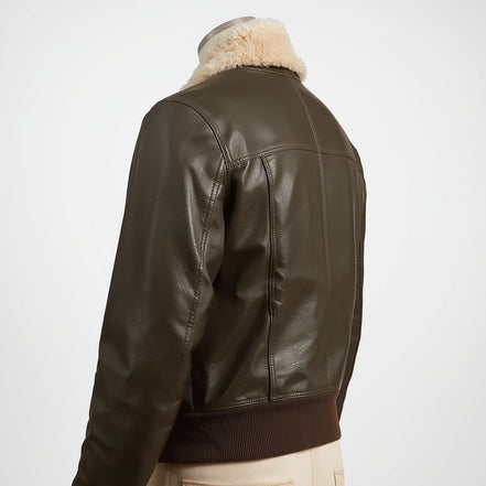 SkyRanger – Olive Green Aviator Bomber Leather Jacket